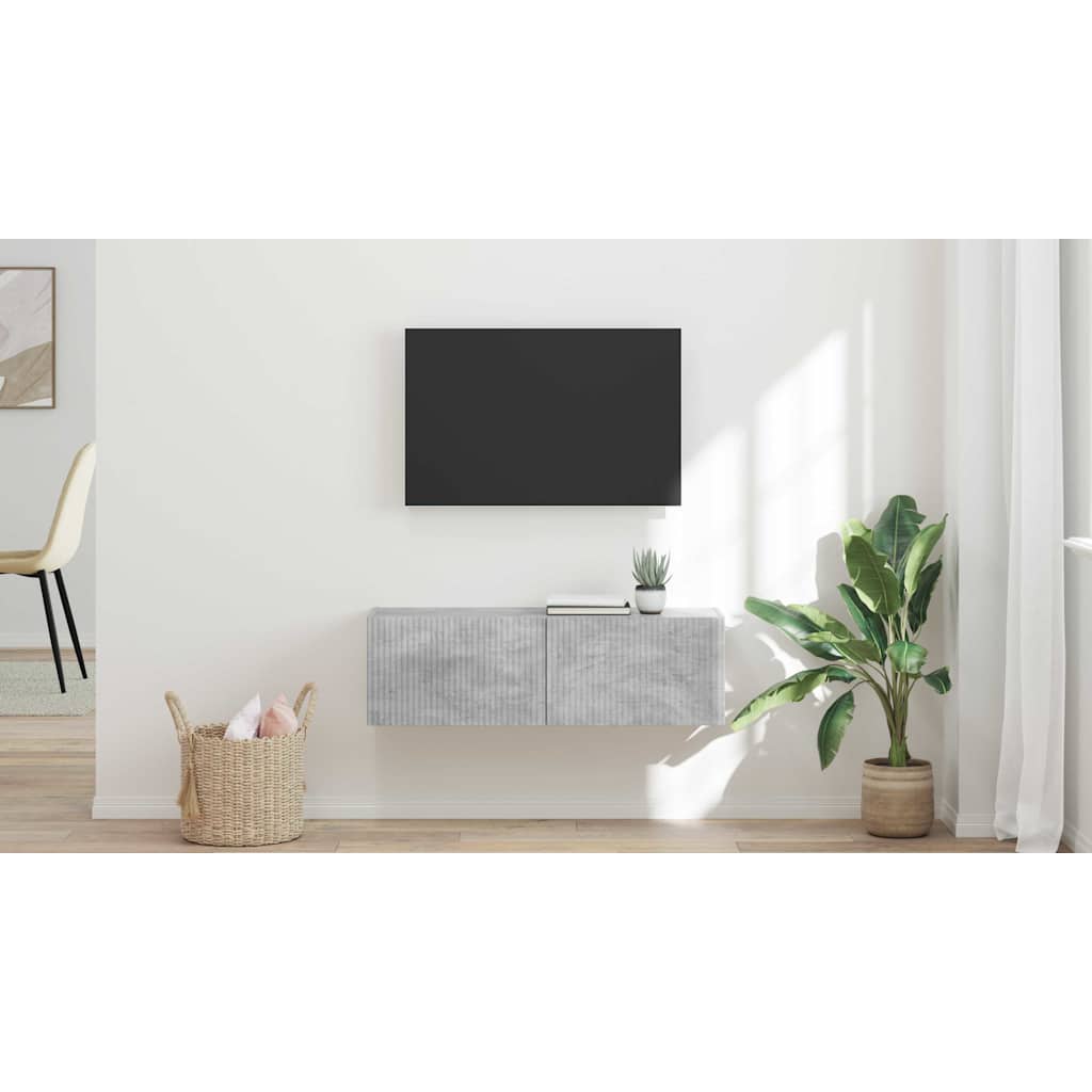 TV vægskab Vægmonteret Beton 98 x 31 x 29,5 cm Konstrueret træ