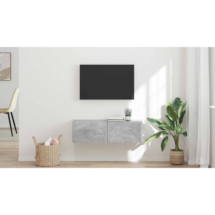 TV vægskab Vægmonteret Beton 98 x 31 x 29,5 cm Konstrueret træ