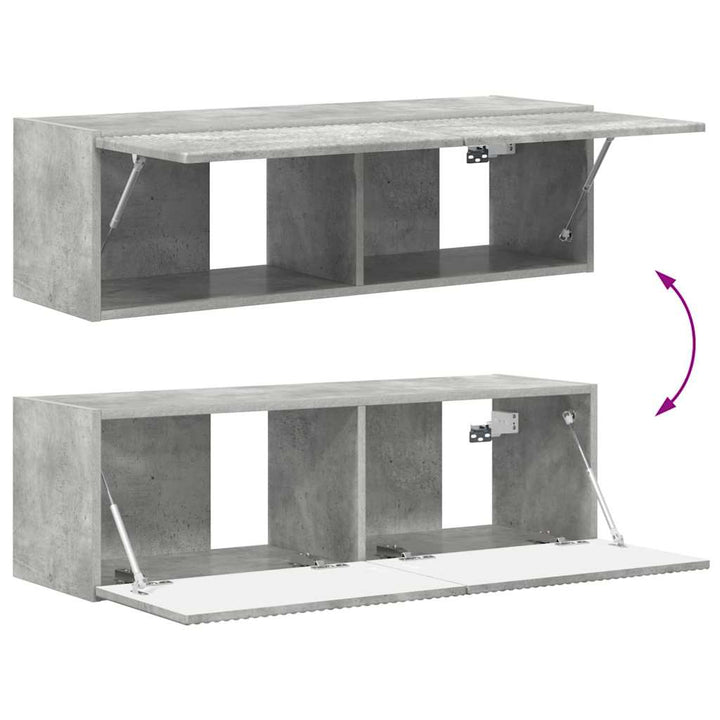 TV vægskab Vægmonteret Beton 98 x 31 x 29,5 cm Konstrueret træ
