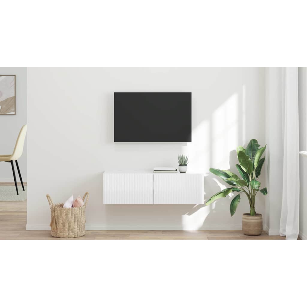 TV vægskab Gloss Hvid 98 x 31 x 29,5 cm Konstrueret træ