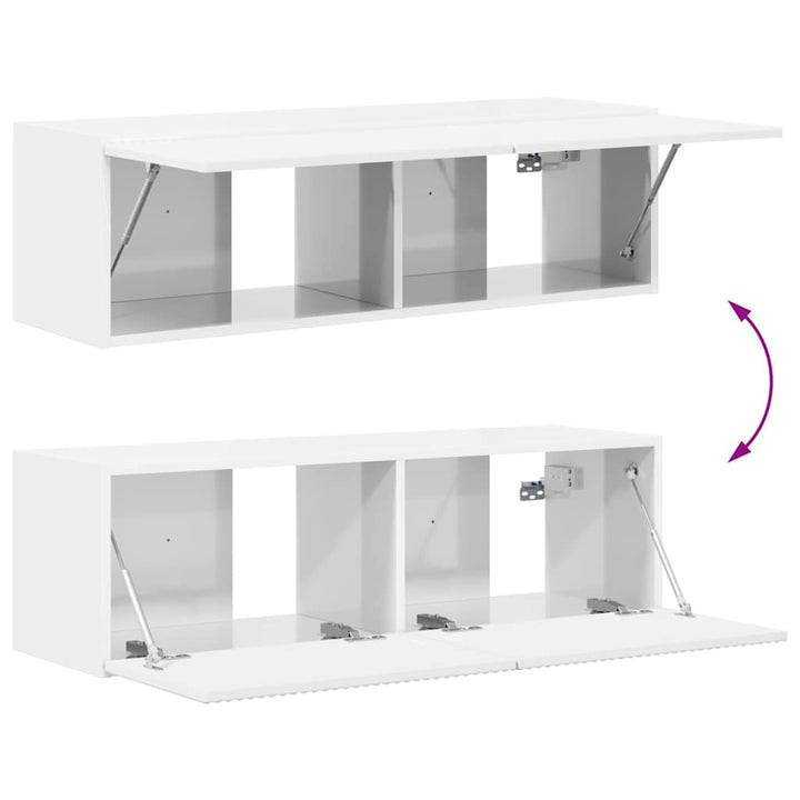 TV vægskab 98 x 31 x 29,5 cm Gloss Hvid Konstrueret træ