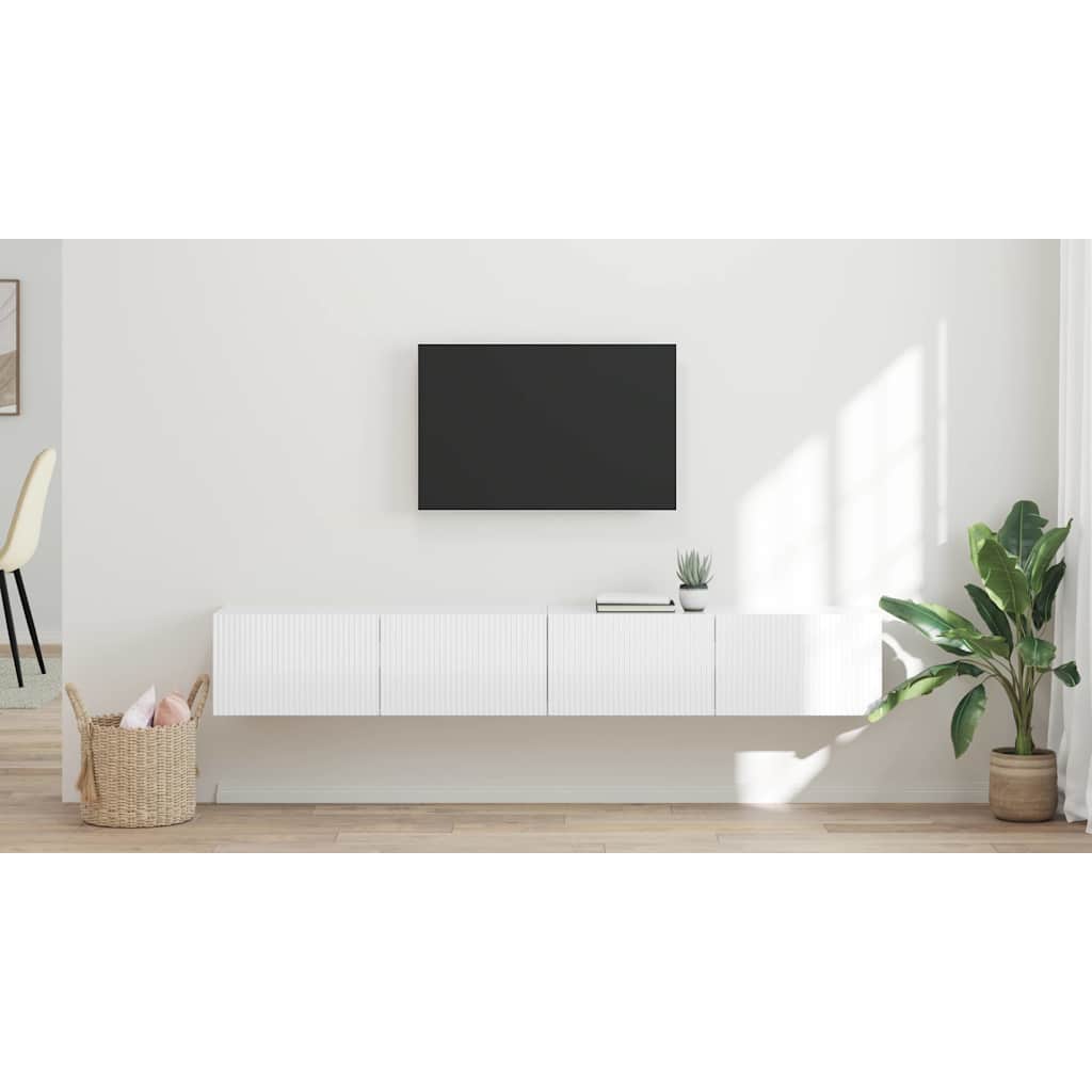 TV vægskab 2 pcs Gloss Hvid 98 x 31 x 29,5 cm Konstrueret træ