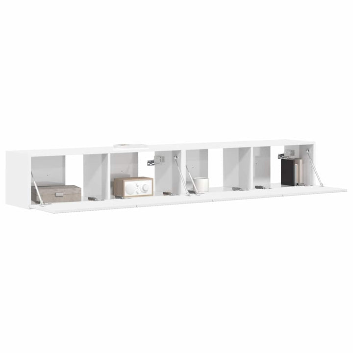 TV vægskab 2 pcs Gloss Hvid 98 x 31 x 29,5 cm Konstrueret træ