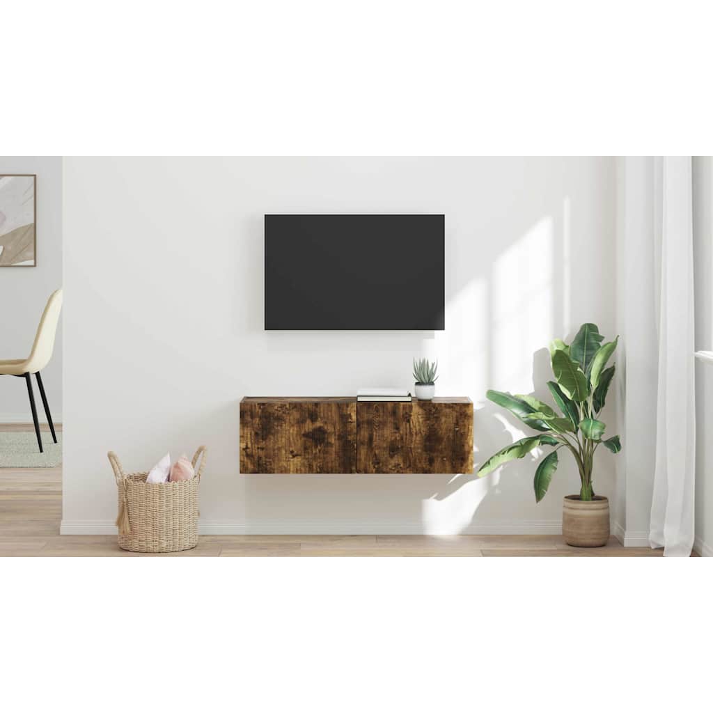 TV vægskab Røget eg 98 x 31 x 29,5 cm Konstrueret træ