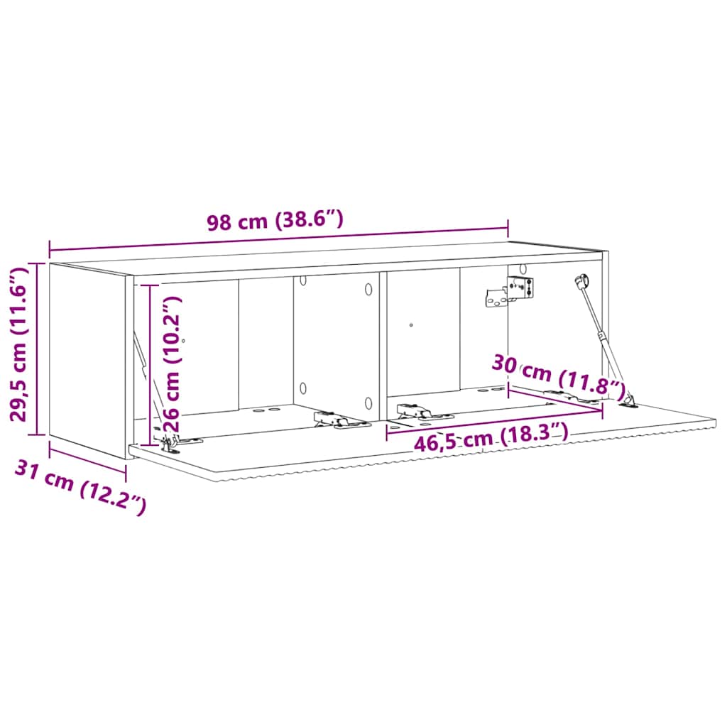 TV vægskab Røget eg 98 x 31 x 29,5 cm Konstrueret træ
