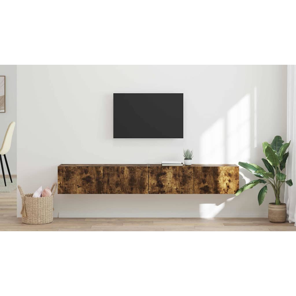 TV vægskab 2 pcs Røget eg 98 x 31 x 29,5 cm Konstrueret træ