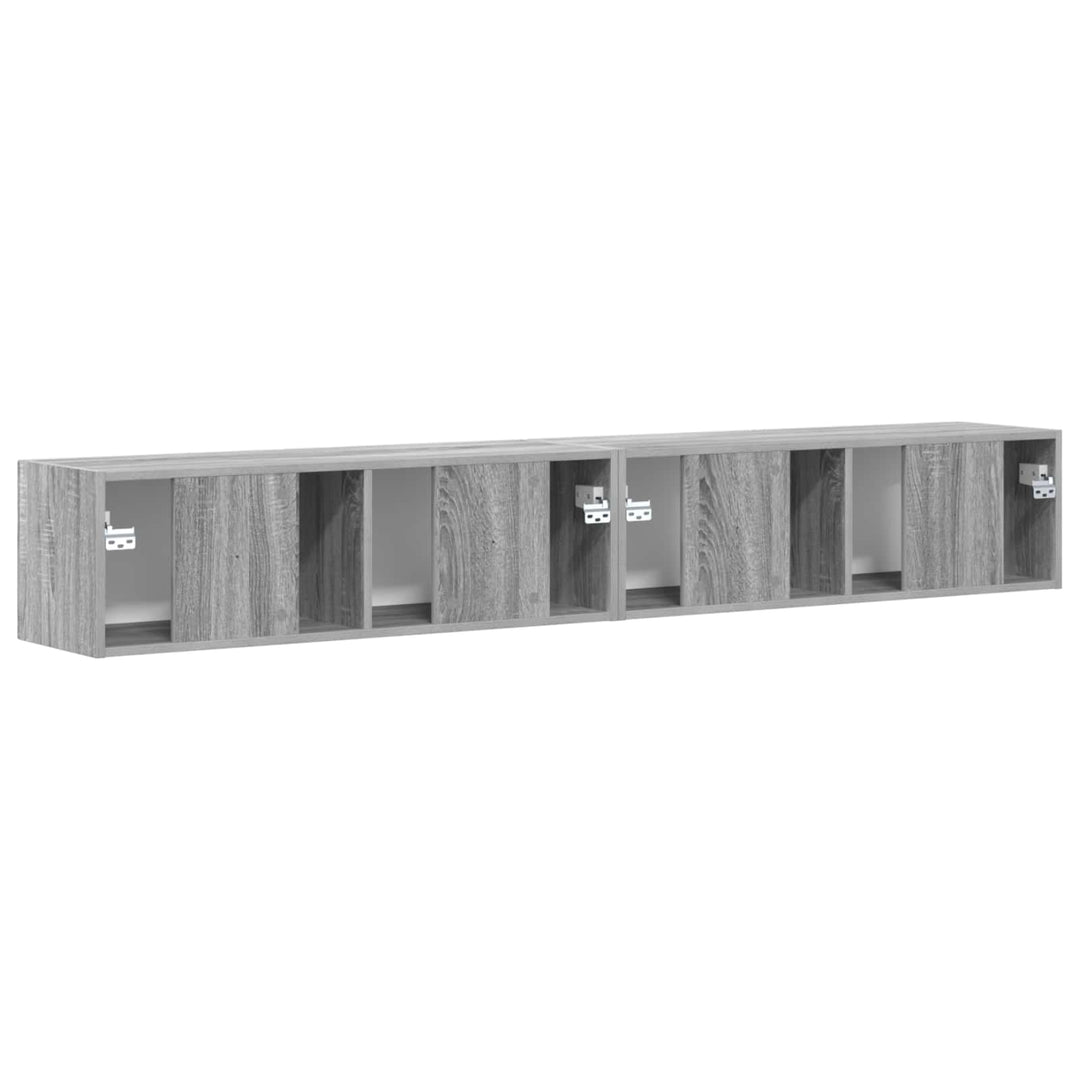 TV vægskab 2 pcs Grå Sonoma 98 x 31 x 29,5 cm Konstrueret træ