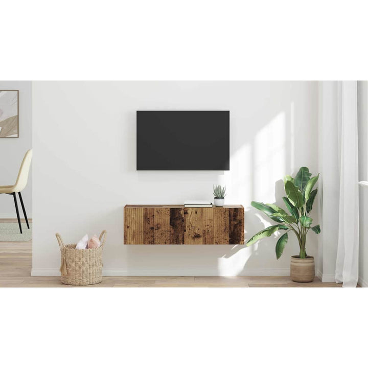 TV vægskab Gammelt træ 98 x 31 x 29,5 cm Konstrueret træ
