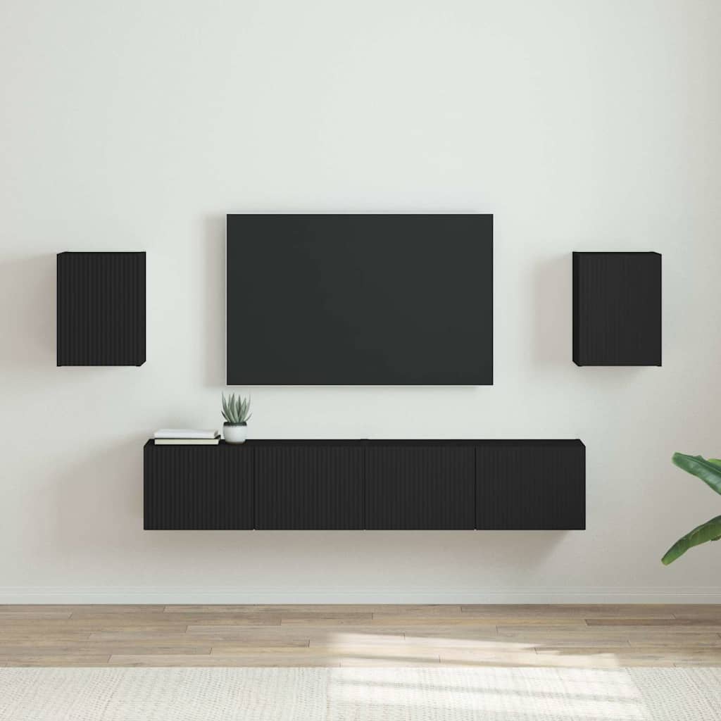 TV vægskab 2 pcs Sort 30 x 31 x 40 cm Konstrueret træ