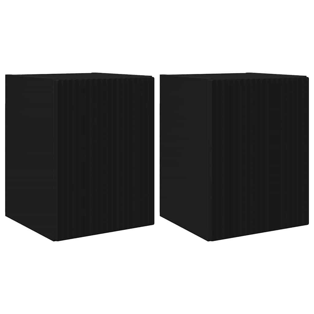 TV vægskab 2 pcs Sort 30 x 31 x 40 cm Konstrueret træ