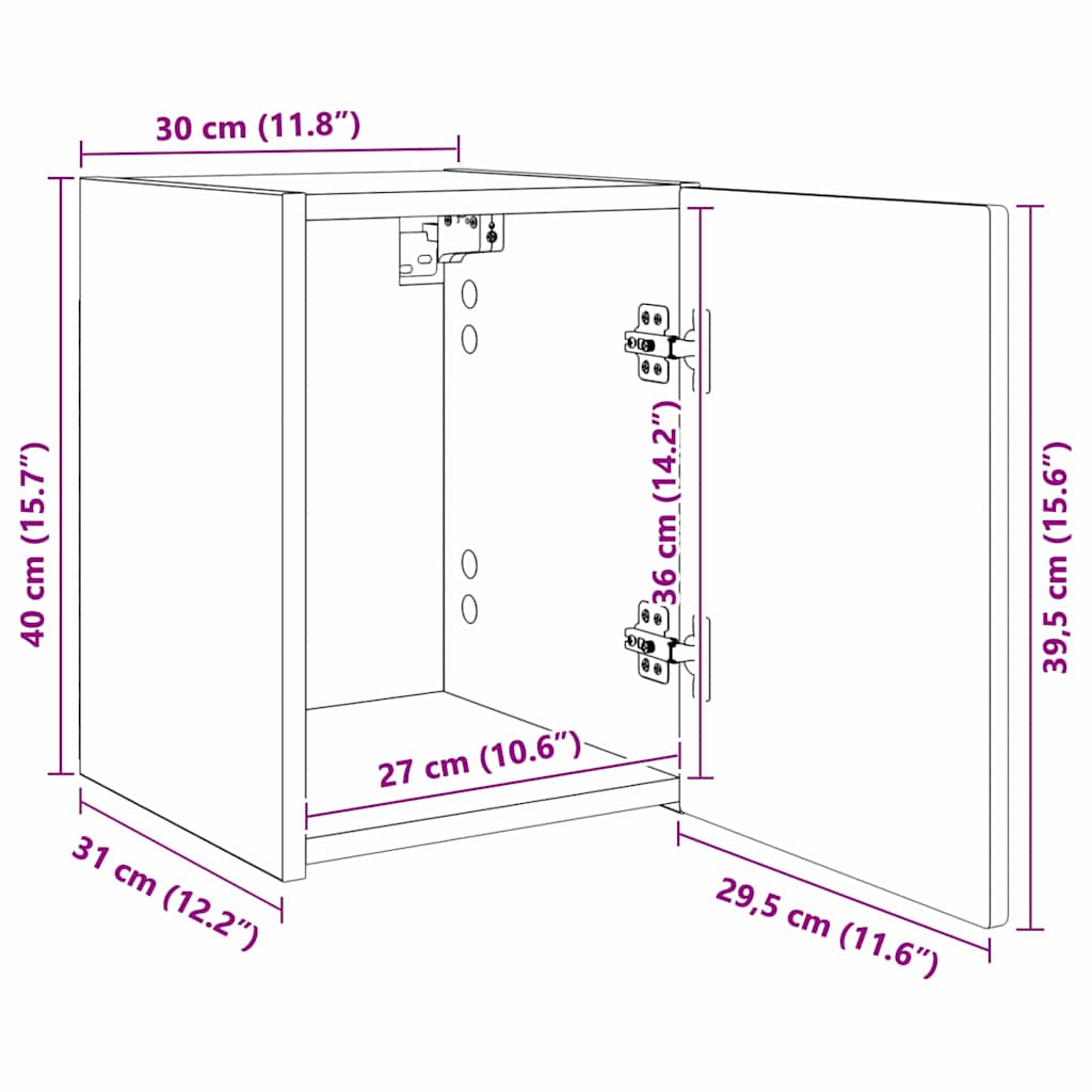 TV vægskab Vægmonteret Beton 30 x 31 x 40 cm Konstrueret træ