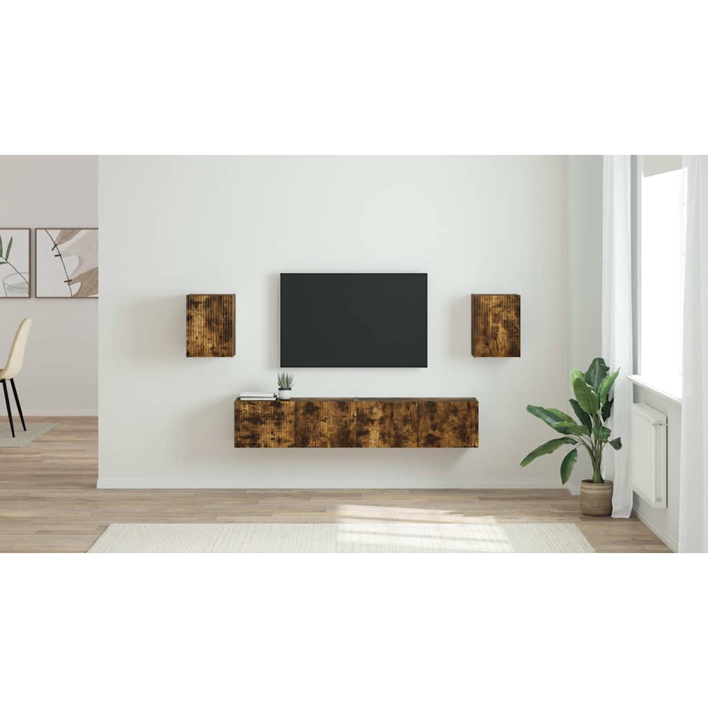 TV vægskab 2 pcs Røget eg 30 x 31 x 40 cm Konstrueret træ
