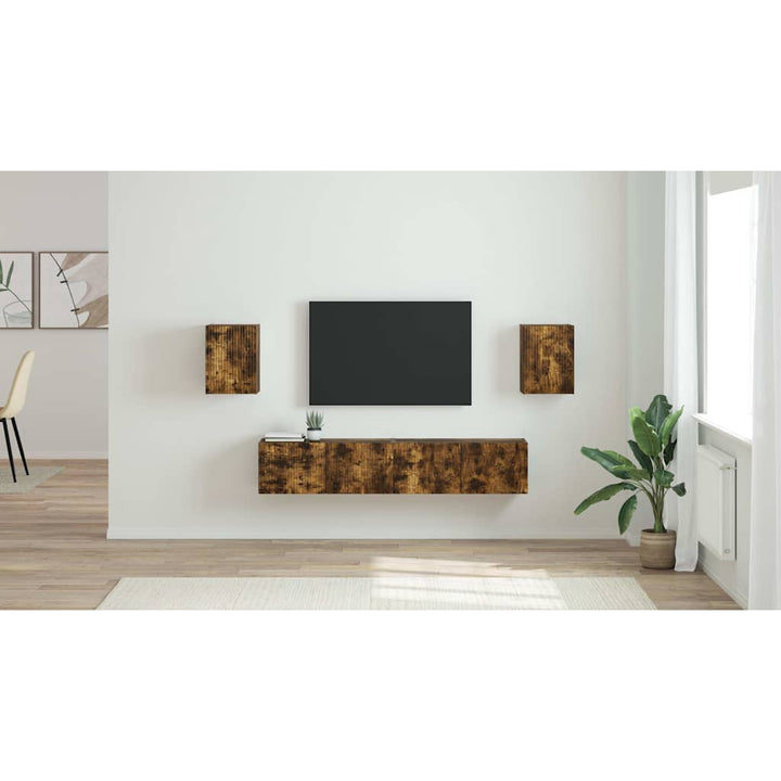 TV vægskab 2 pcs Røget eg 30 x 31 x 40 cm Konstrueret træ