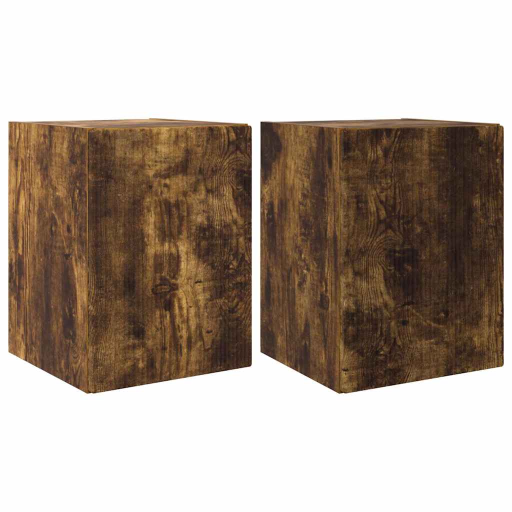 TV vægskab 2 pcs Røget eg 30 x 31 x 40 cm Konstrueret træ