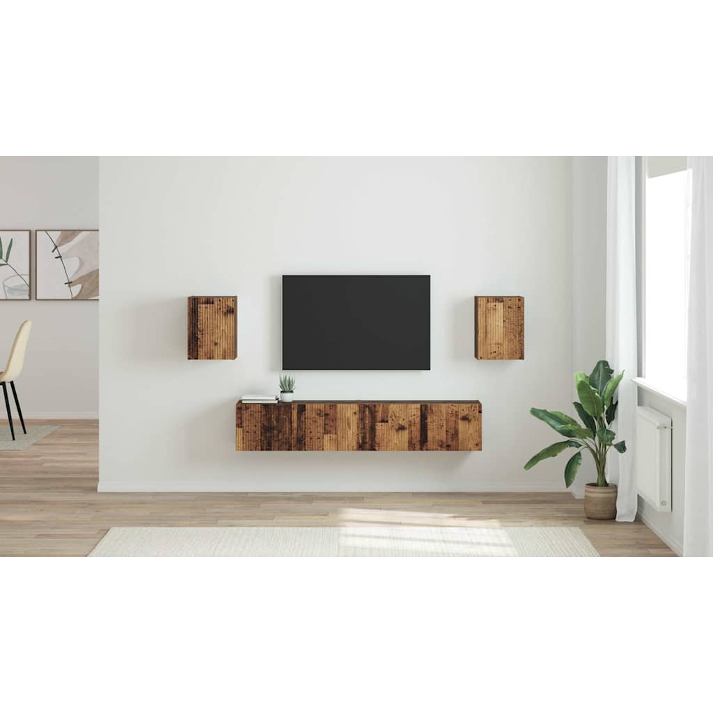 TV vægskab 2 pcs Gammelt træ 30 x 31 x 40 cm Konstrueret træ