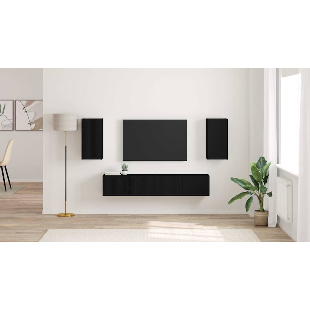 TV vægskab 2 pcs Sort 30 x 31 x 60 cm Konstrueret træ