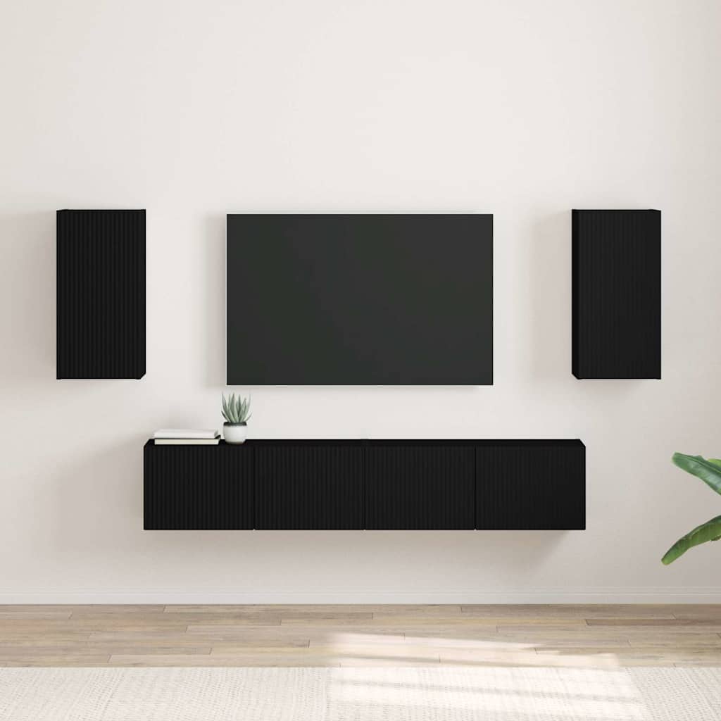 TV vægskab 2 pcs Sort 30 x 31 x 60 cm Konstrueret træ