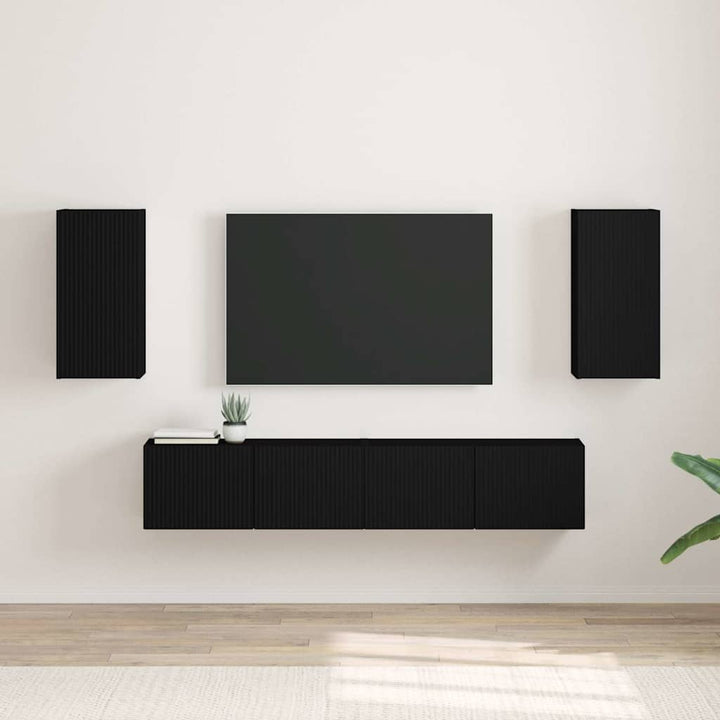 TV vægskab 2 pcs Sort 30 x 31 x 60 cm Konstrueret træ