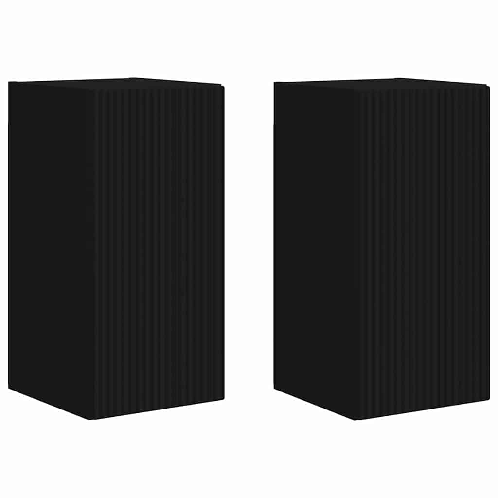 TV vægskab 2 pcs Sort 30 x 31 x 60 cm Konstrueret træ
