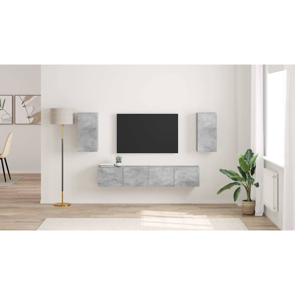 TV vægskab 2 pcs Beton 30 x 31 x 60 cm Konstrueret træ