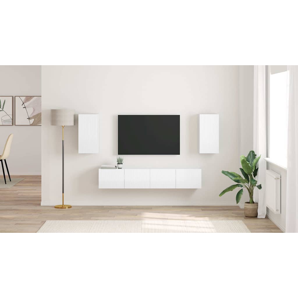 TV vægskab 2 pcs Gloss Hvid 30 x 31 x 60 cm Konstrueret træ