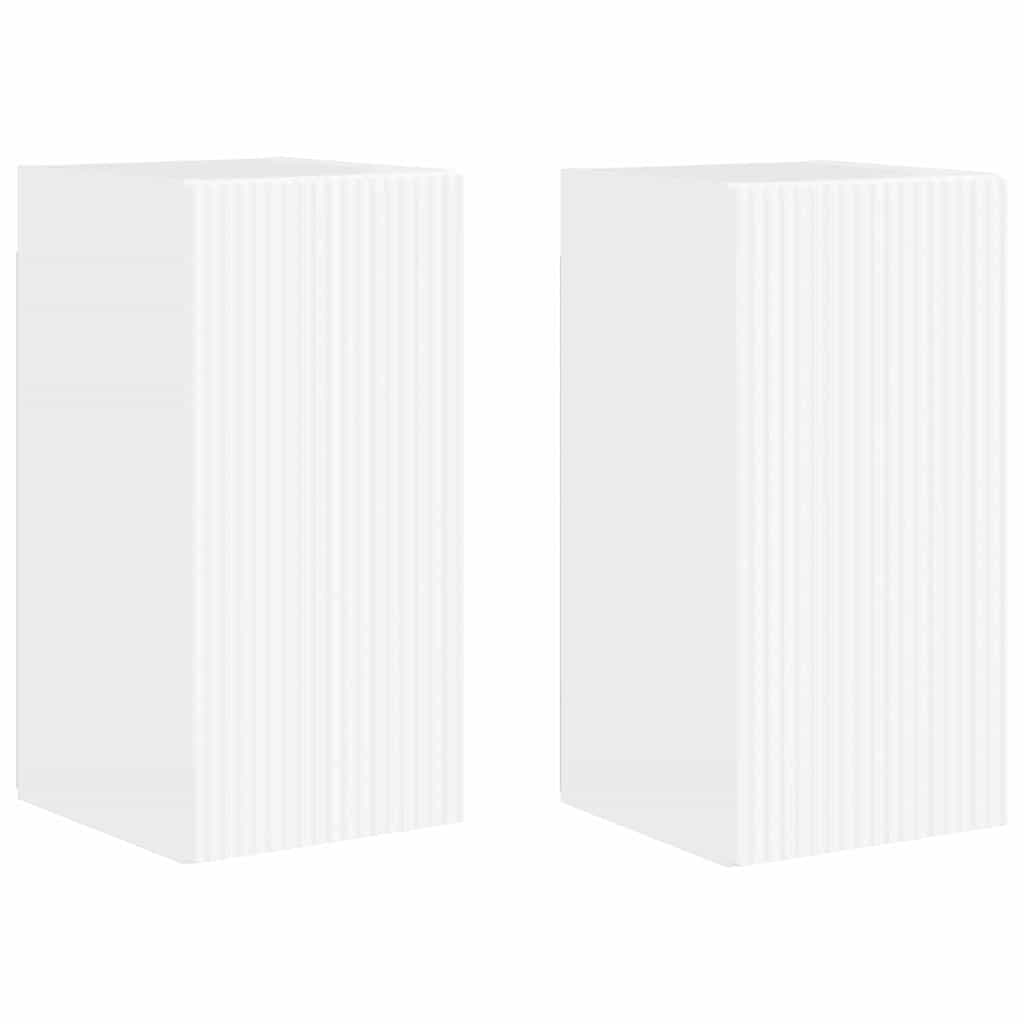 TV vægskab 2 pcs Gloss Hvid 30 x 31 x 60 cm Konstrueret træ