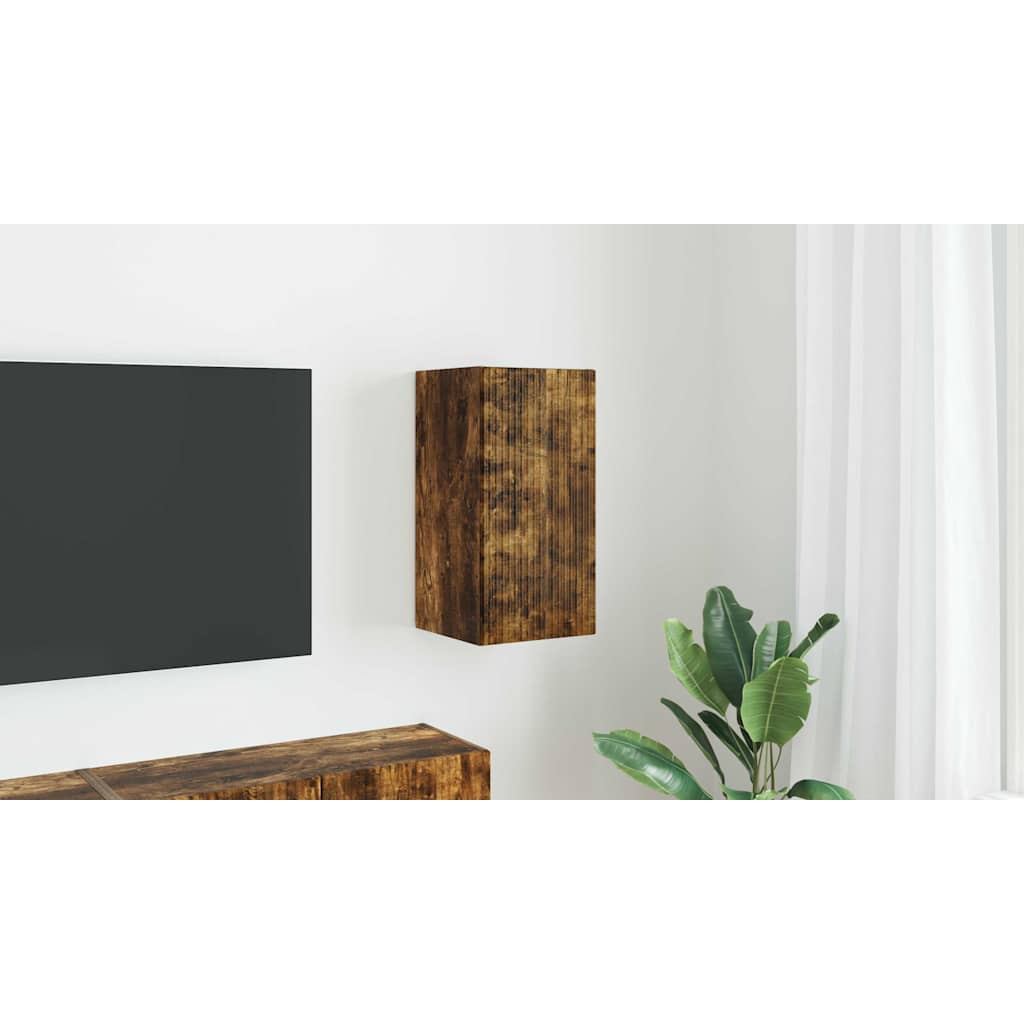 TV vægskab Vægmonteret Røget eg 30 x 31 x 60 cm Konstrueret træ