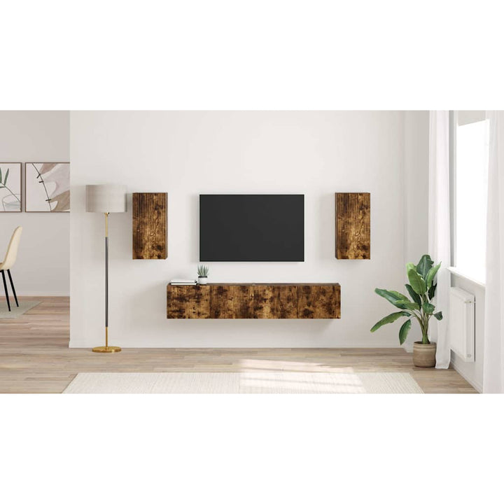 TV vægskab 2 pcs Røget eg 30 x 31 x 60 cm Konstrueret træ
