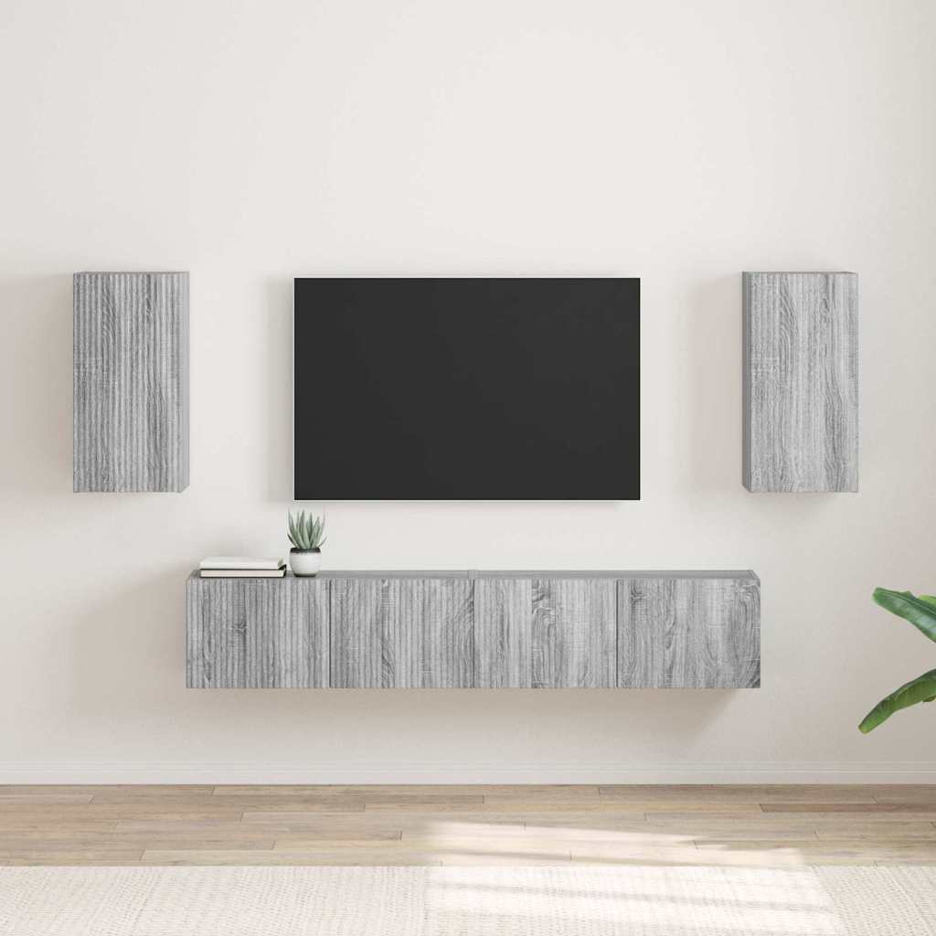 TV vægskab 2 pcs Grå Sonoma 30 x 31 x 60 cm Konstrueret træ