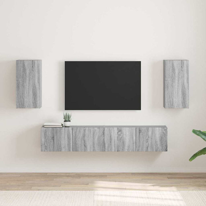 TV vægskab 2 pcs Grå Sonoma 30 x 31 x 60 cm Konstrueret træ
