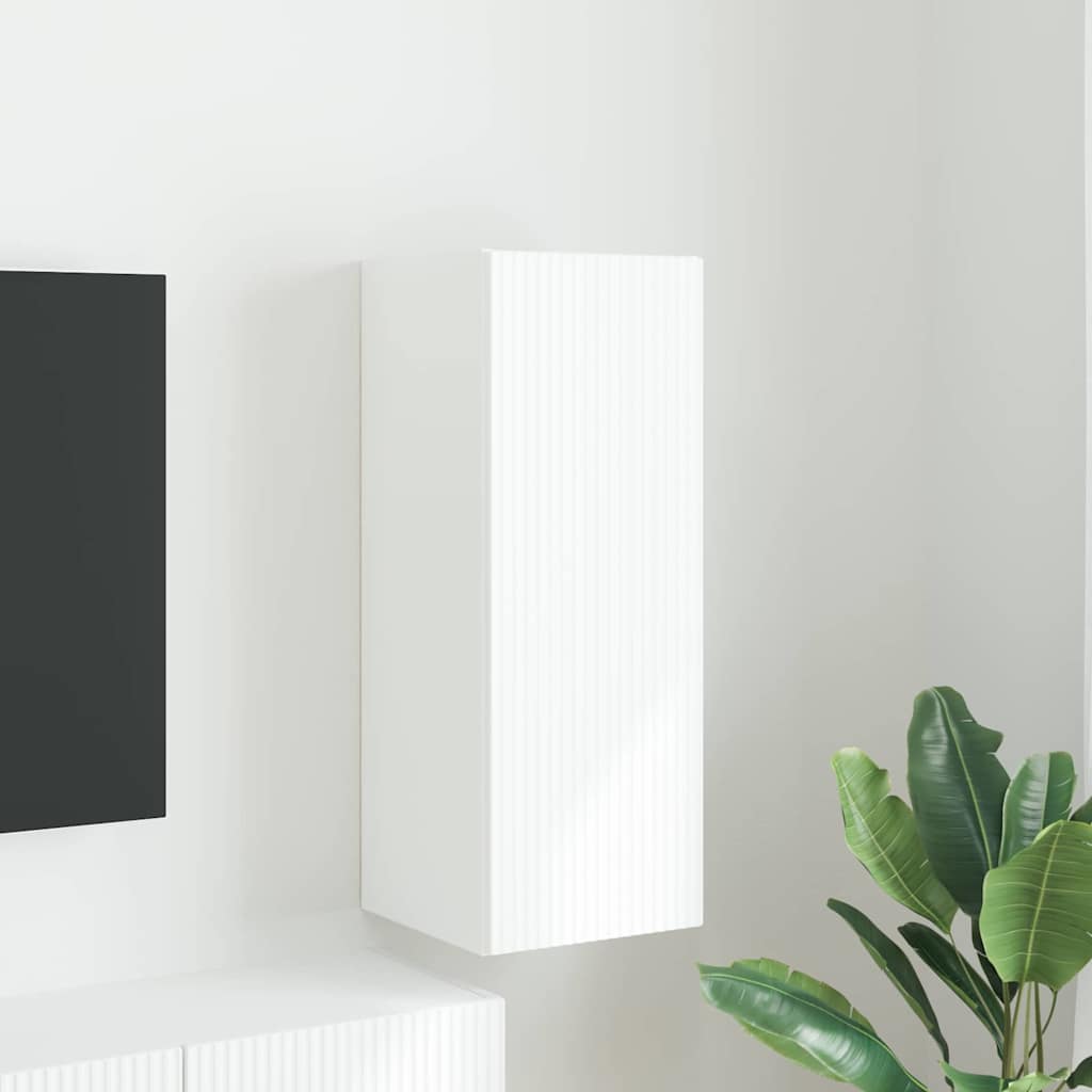 TV vægskab Vægmonteret Hvid 30 x 31 x 80 cm Konstrueret træ