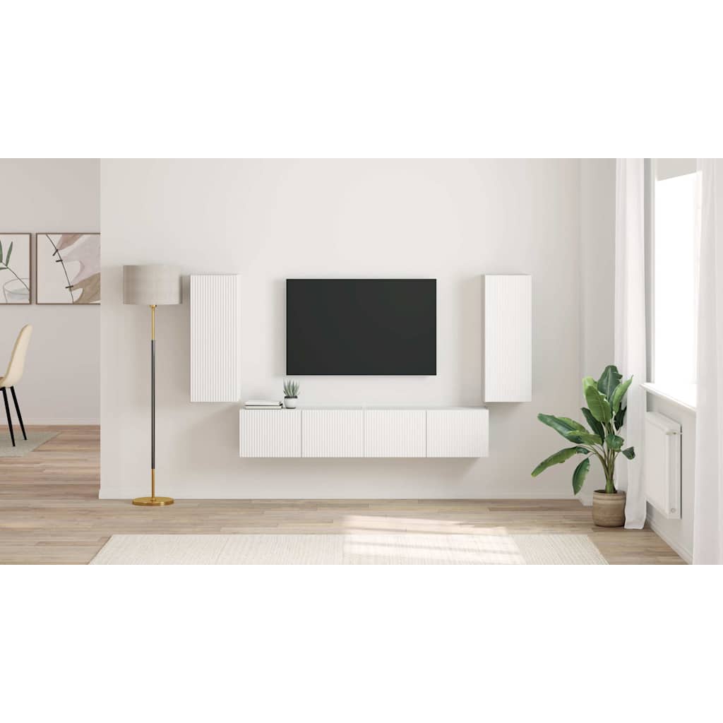 TV vægskab 2 pcs Hvid 30 x 31 x 80 cm Konstrueret træ