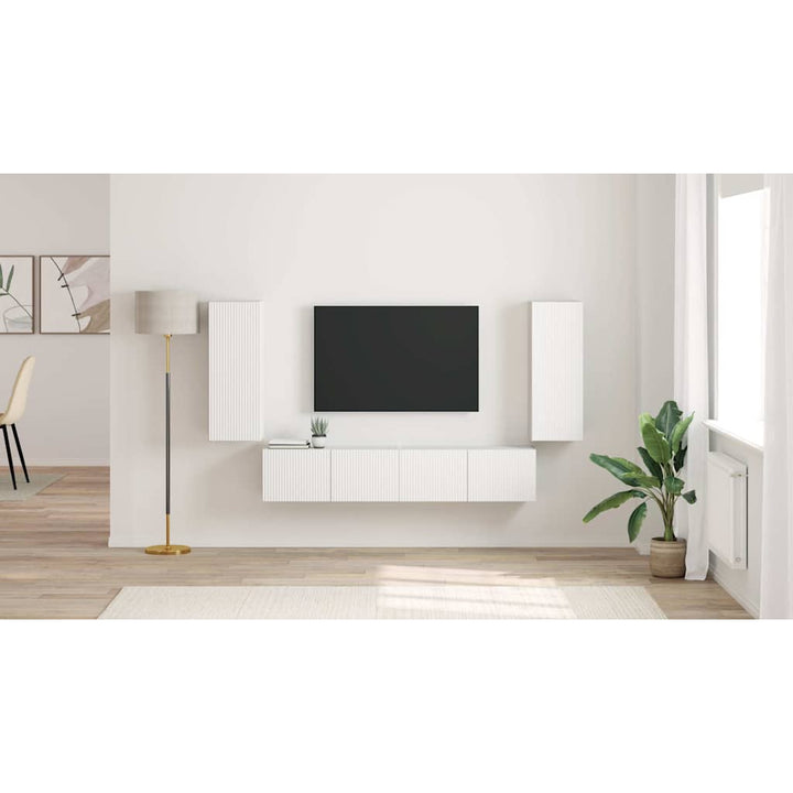TV vægskab 2 pcs Hvid 30 x 31 x 80 cm Konstrueret træ