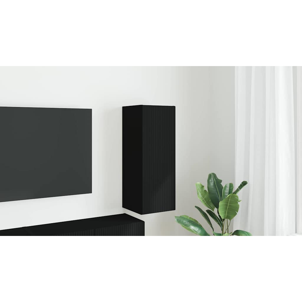TV vægskab Vægmonteret Sort 30 x 31 x 80 cm Konstrueret træ