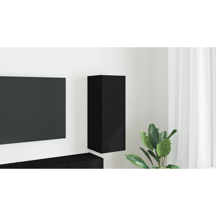 TV vægskab Vægmonteret Sort 30 x 31 x 80 cm Konstrueret træ