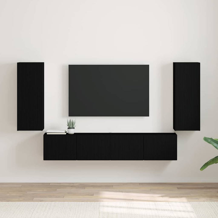 TV vægskab 2 pcs Sort 30 x 31 x 80 cm Konstrueret træ