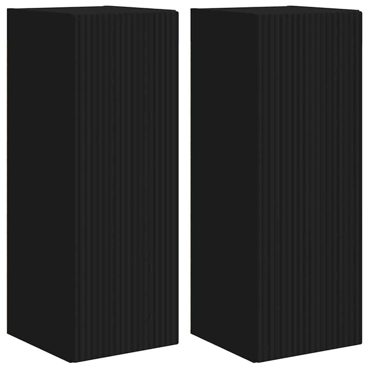 TV vægskab 2 pcs Sort 30 x 31 x 80 cm Konstrueret træ