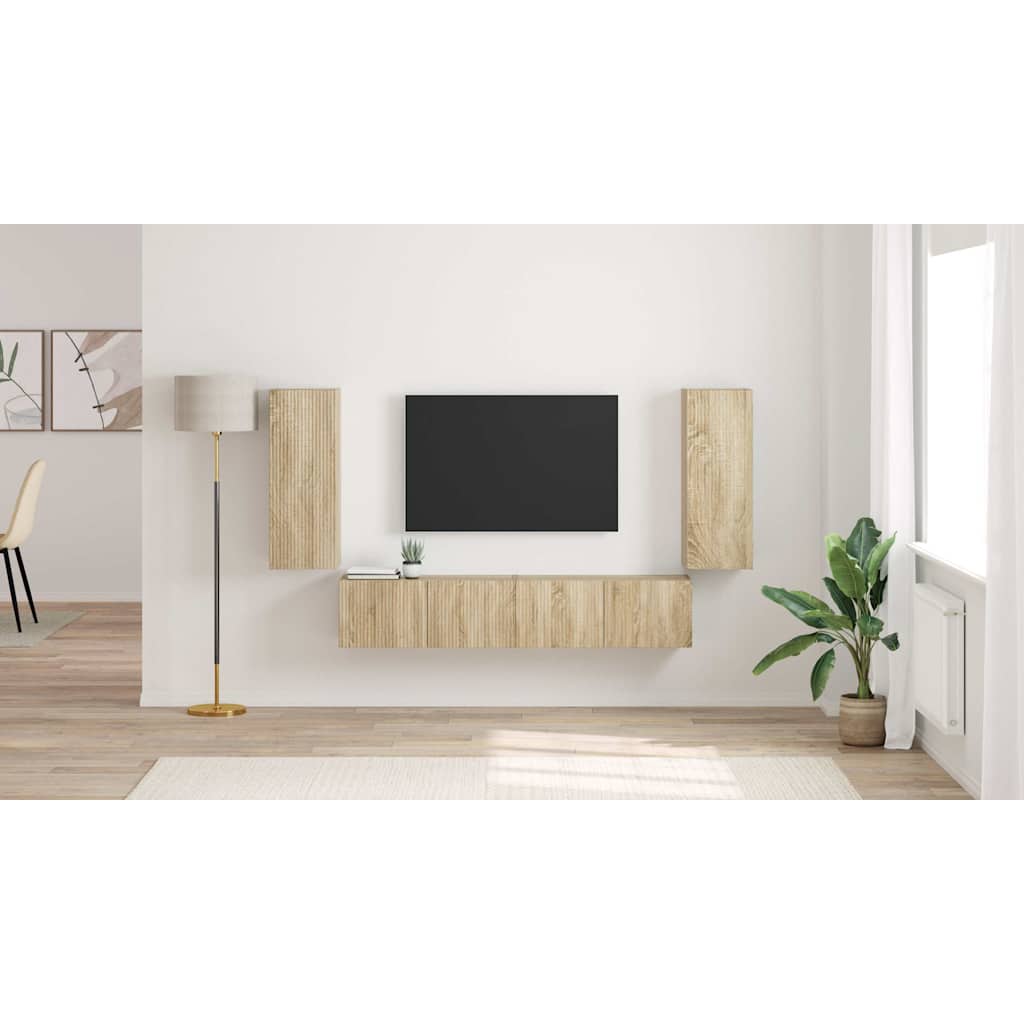 TV vægskab 2 pcs Sonoma 30 x 31 x 80 cm Konstrueret træ