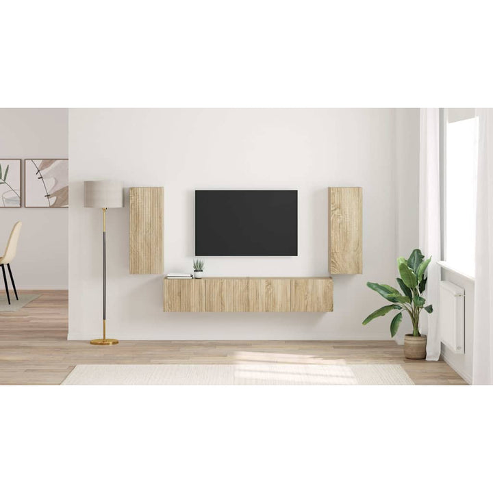 TV vægskab 2 pcs Sonoma 30 x 31 x 80 cm Konstrueret træ