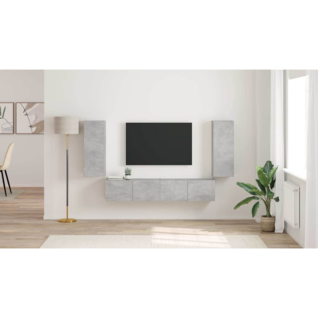 TV vægskab 2 pcs Beton 30 x 31 x 80 cm Konstrueret træ