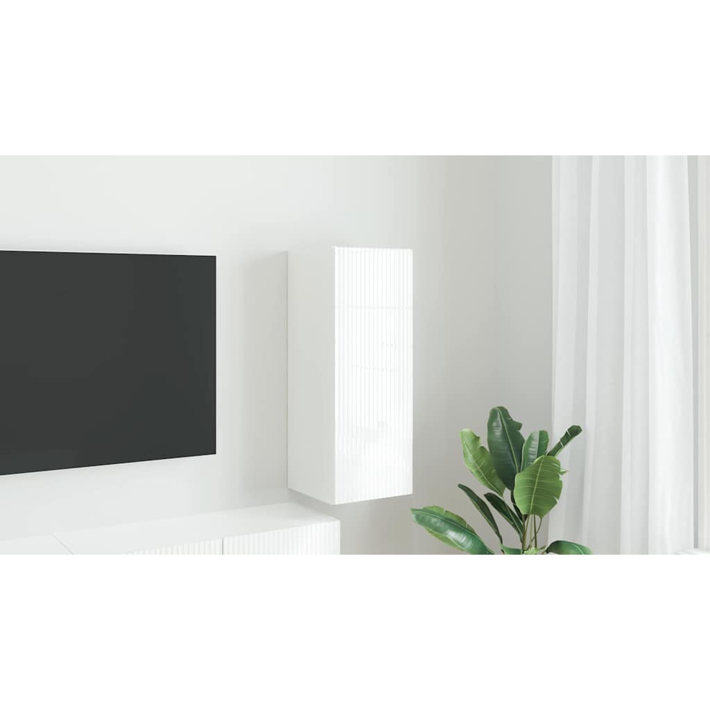 TV vægskab Gloss Hvid 30 x 31 x 80 cm Konstrueret træ
