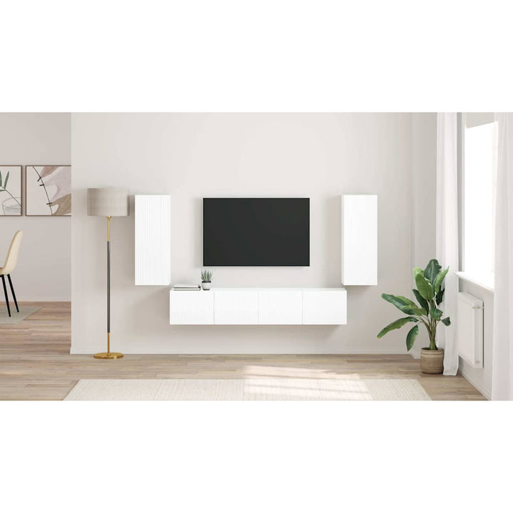 TV vægskab 2 pcs Gloss Hvid 30 x 31 x 80 cm Konstrueret træ