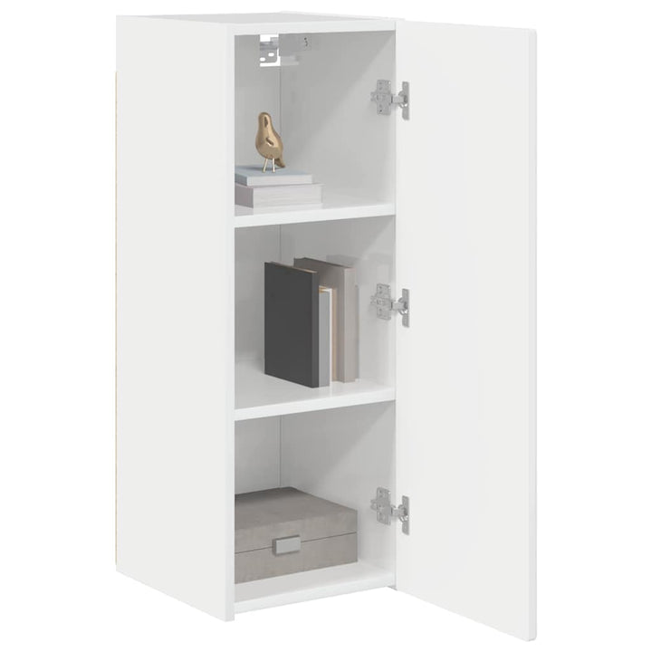 TV vægskab 2 pcs Gloss Hvid 30 x 31 x 80 cm Konstrueret træ