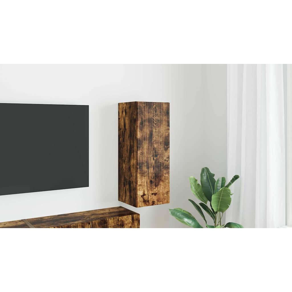 TV vægskab Vægmonteret Røget eg 30 x 31 x 80 cm Konstrueret træ