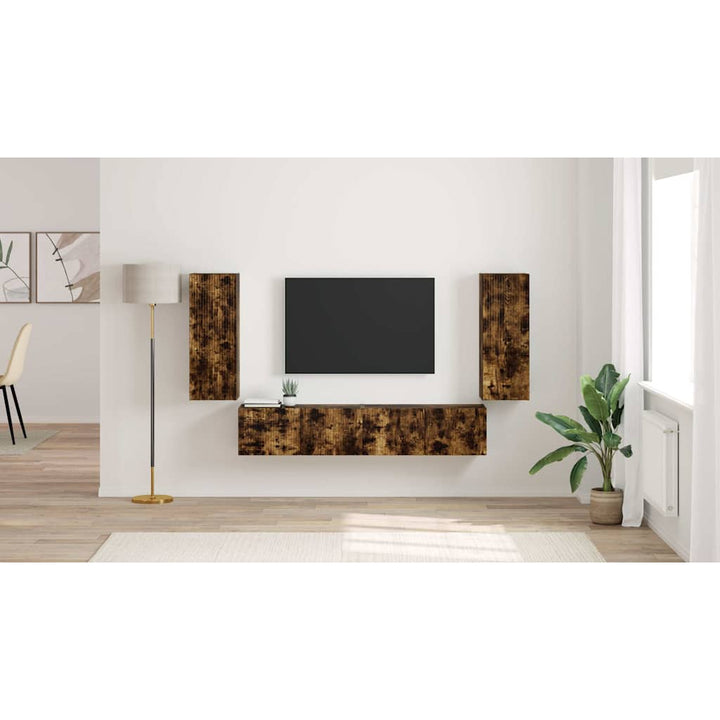 TV vægskab 2 pcs Røget eg 30 x 31 x 80 cm Konstrueret træ