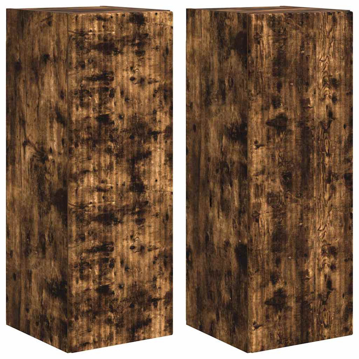 TV vægskab 2 pcs Røget eg 30 x 31 x 80 cm Konstrueret træ