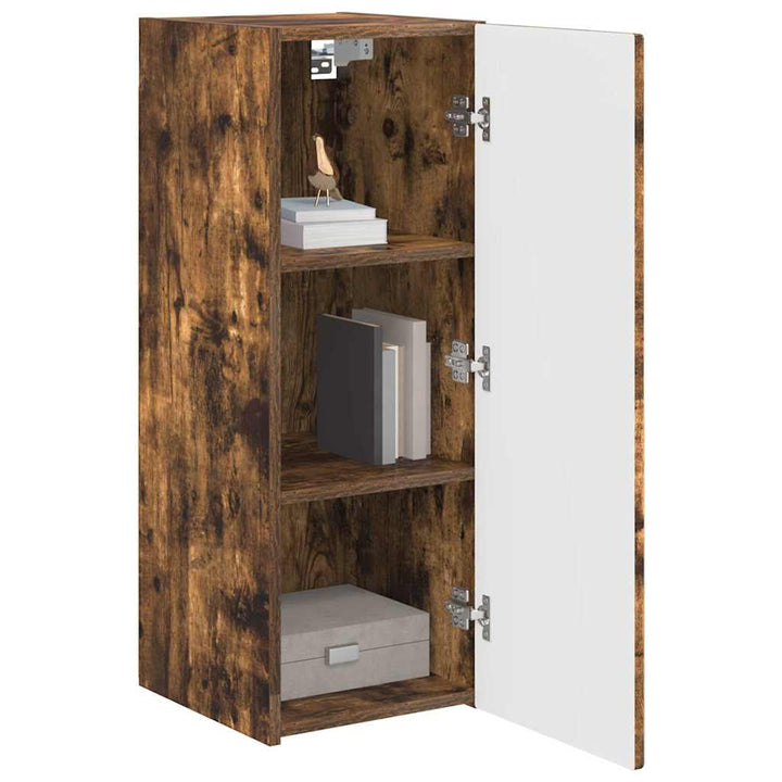 TV vægskab 2 pcs Røget eg 30 x 31 x 80 cm Konstrueret træ
