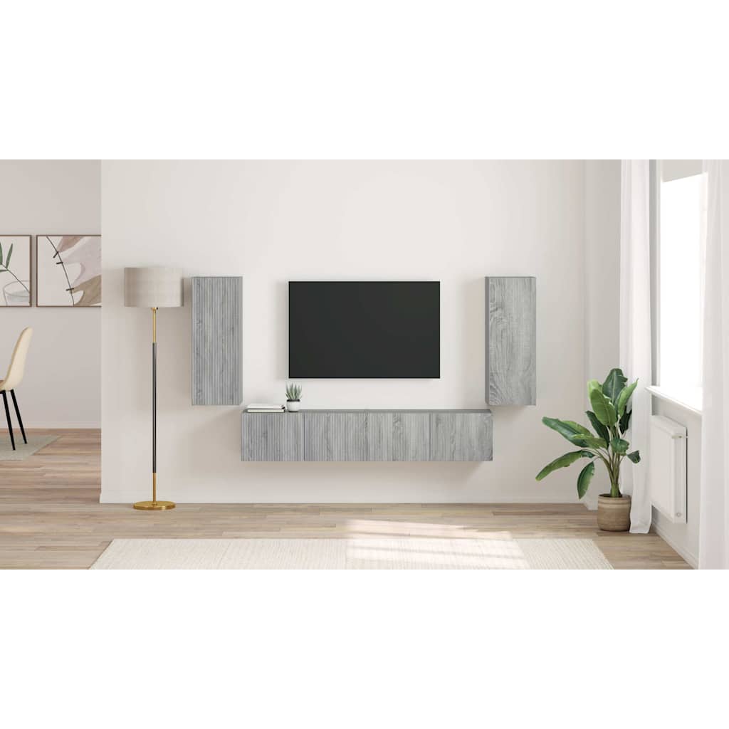 TV vægskab 2 pcs Grå Sonoma 30 x 31 x 80 cm Konstrueret træ