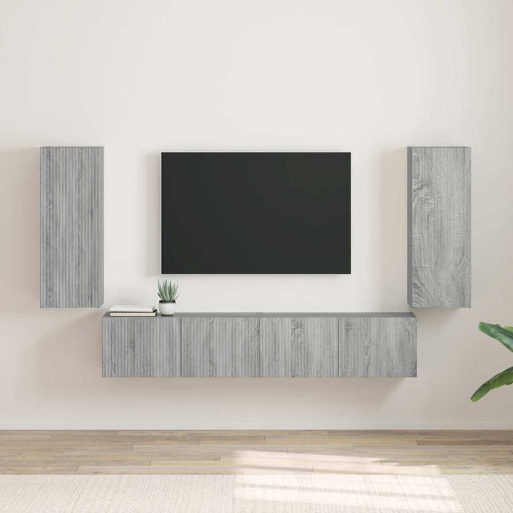 TV vægskab 2 pcs Grå Sonoma 30 x 31 x 80 cm Konstrueret træ
