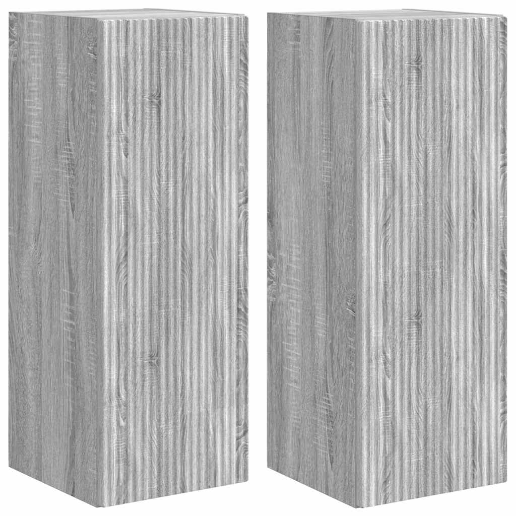 TV vægskab 2 pcs Grå Sonoma 30 x 31 x 80 cm Konstrueret træ